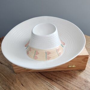Sombrero Cowboy Hat Ceramic Chips And Dip Bowl Aztec Western